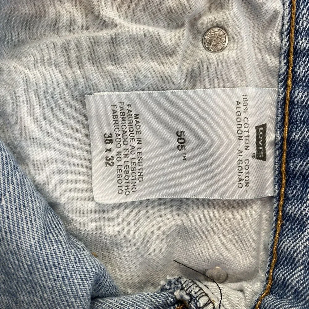 Levi's 505 Jeans Men's 36x32 Blue Straight Leg Denim Light Wash
